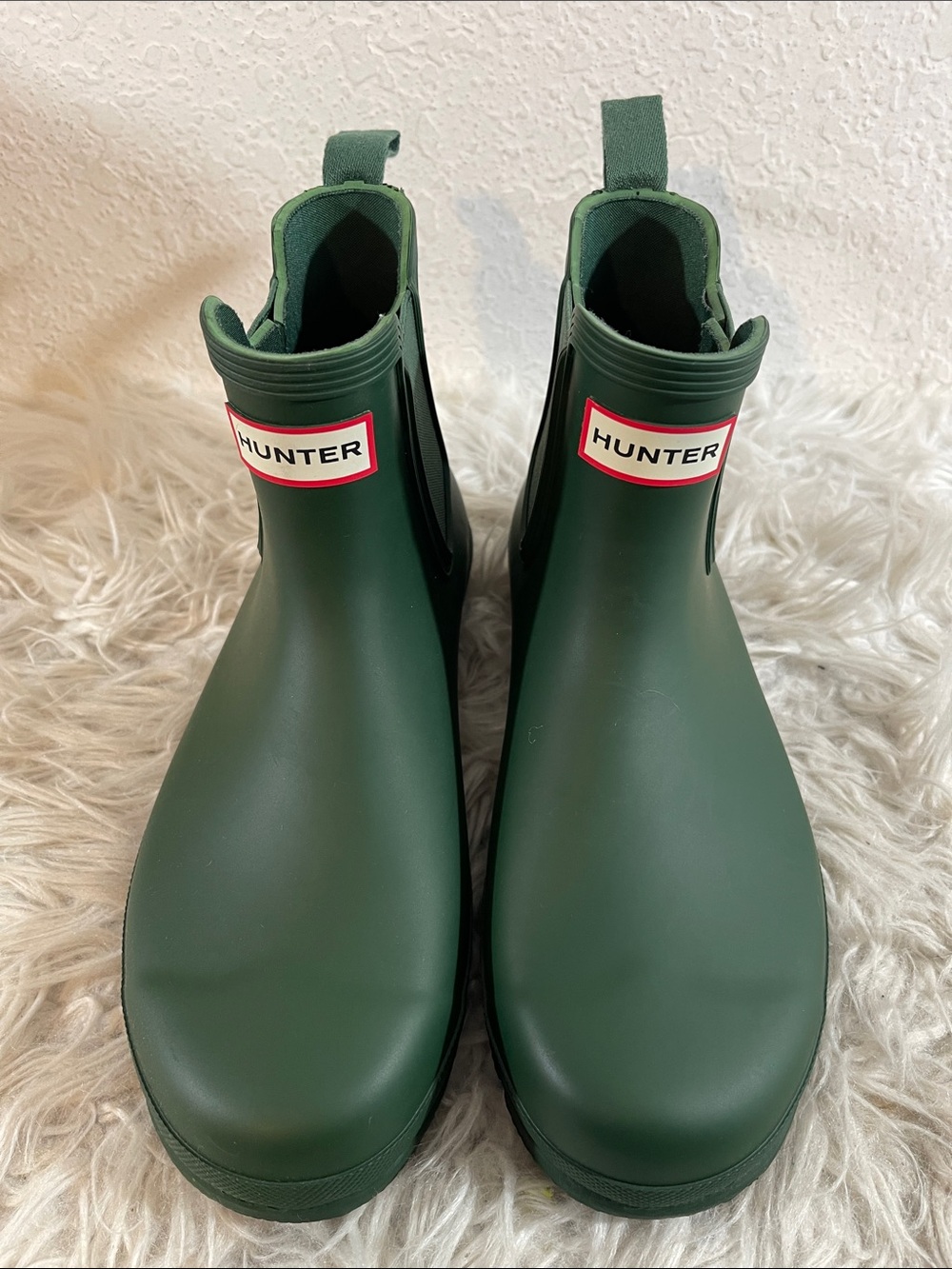 HUNTER Original Chelsea Boots Green Slip-On Rubber Ankle Boots Size 10 NEW - Picture 2 of 14